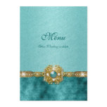 teal menu damask wedding birthday template announcement