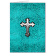 Teal Metal Cross Cards