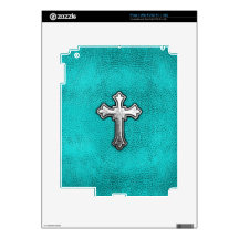 Teal Metal Cross Decals For The iPad 2