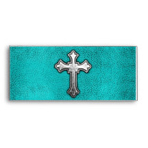 Teal Metal Cross Envelopes