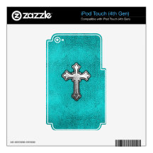 Teal Metal Cross iPod Touch 4G Skin
