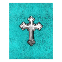 Teal Metal Cross Personalized Invite