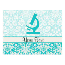 Teal Microscope; Cute Post Cards