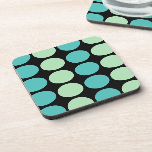 Teal & Mint Dots Pattern Cork Bottom Coasters (6)