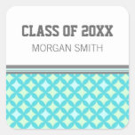 Teal Mint Pattern Graduation Custom Year Name Sticker