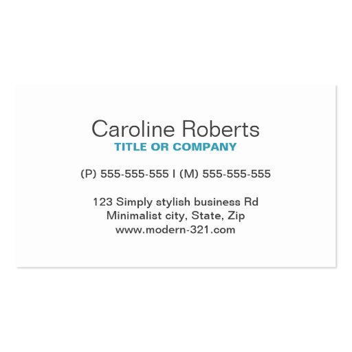 Teal modern generic simple elegant personal business card (front side)