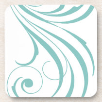 Teal Modern Swirl Coaster Set