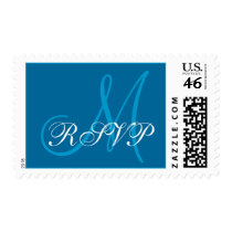 Teal Monogram and RSVP Stamp by monogramgallery Teal Monogram and RSVP Stamp