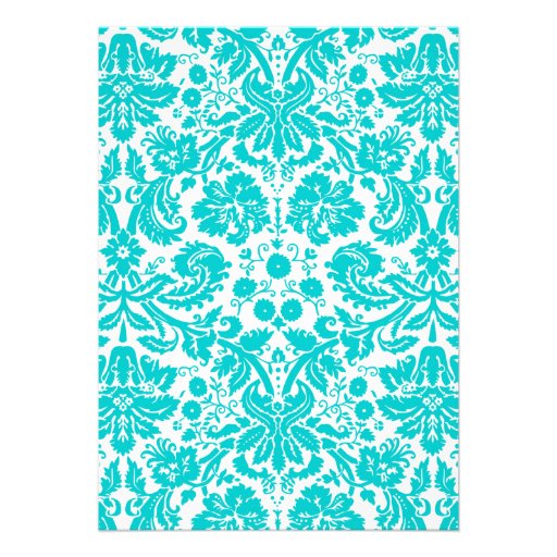 Teal Monogram Damask Bridal Shower Invitations