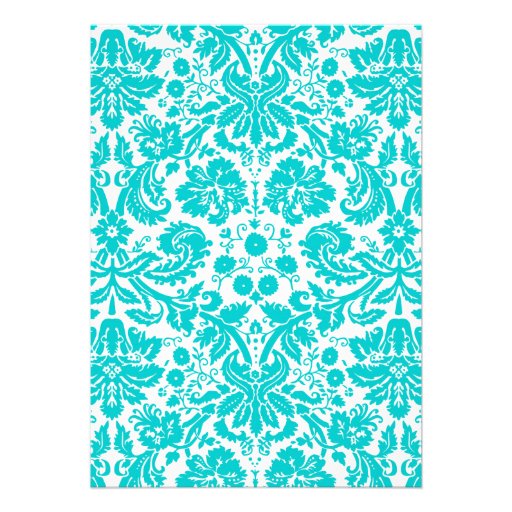 Teal Monogram Damask Wedding Invitations
