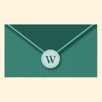Teal Monogram Elegant Envelope Business Cards business cards