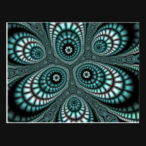 Teal Mosaic Fractal Postcards postcards