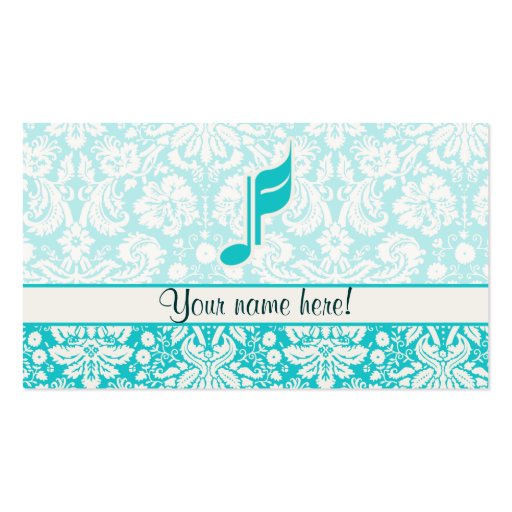 Teal Music Note Business Card
