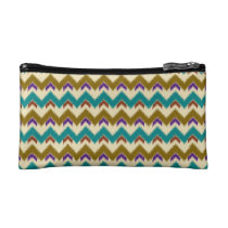 Teal Native Tribal Chevron Pattern Small Cosmetics Cosmetic Bags  at Zazzle
