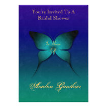 Teal Ombre Butterfly Bridal Shower Invitation