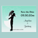 Teal Ombre Save The Date Wedding Post Card postcards