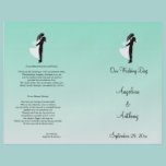 Teal Ombre Silhouette Formal Wedding Program flyers