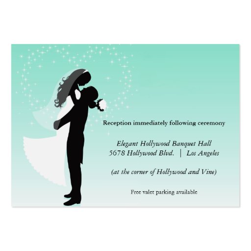 Teal Ombre Silhouette Wedding Reception Card Business Card