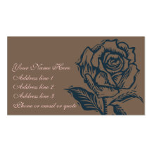 Teal on Brown Woodcut Rose Business Card