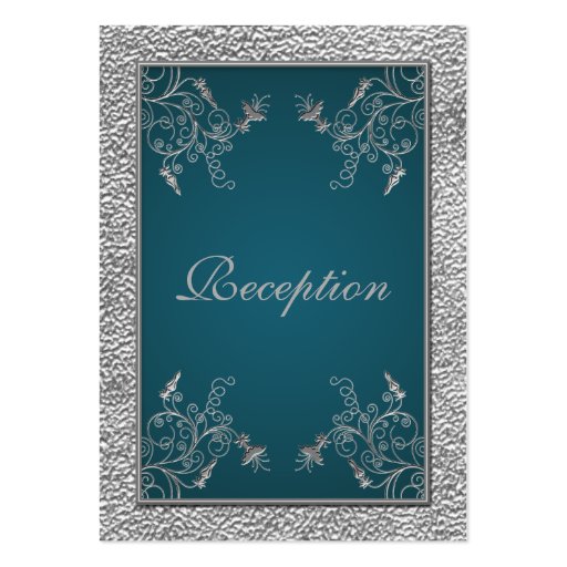 Teal on Pewter Enclosure Card Business Card Template (front side)
