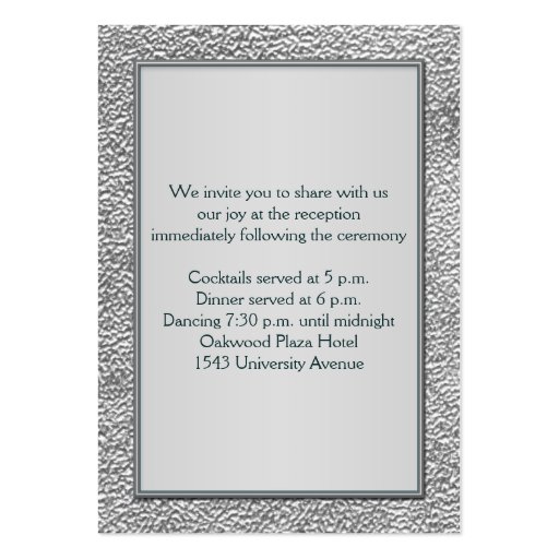 Teal on Pewter Enclosure Card Business Card Template (back side)
