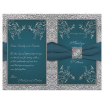 Teal on Pewter Wedding Program Flyers