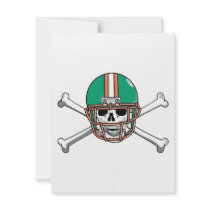 Teal & Orange Skull & Crossbones Football Custom Invite