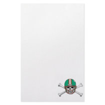 Teal & Orange Skull & Crossbones Football Custom Stationery