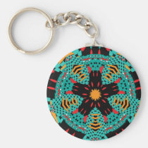 Teal Orange Trendy Abstract Pattern keychains