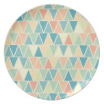 Teal Orange Triangle Pattern Plates