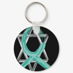 Teal Ovarian Cancer Survivor's Ribbon keychain