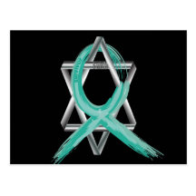 Teal Ovarian Cancer Survivor's Ribbon Postcards