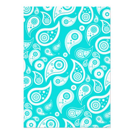 Teal Paisley Wedding Invitations