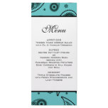 Teal Paisley Wedding Menu Rack Cards