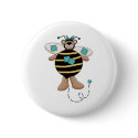 Teal Patches Bumble Bee Bear buttons by cutespot Teal Patches Bumble Bee Bear buttons