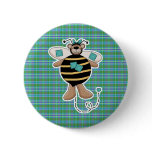 Teal Patches Bumble Bee Bear Buttons