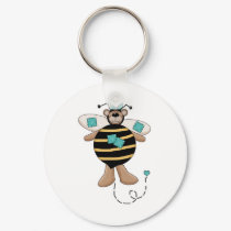 Teal Patches Bumble Bee Bear keychains