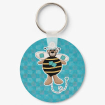 Teal Patches Bumble Bee Bear keychains