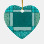 Teal Patchwork Heart Ornament