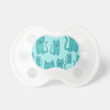 Teal Pattern of Cute Cats. Pacifiers