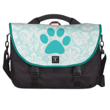 Teal Paw Print Bags For Laptop