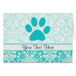 Teal Paw Print Cards