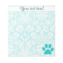 Teal Paw Print Memo Pad