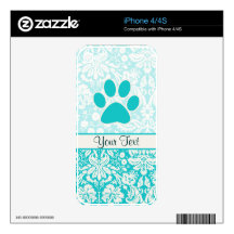 Teal Paw Print Skins For The iPhone 4