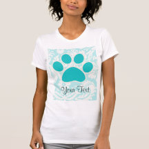 Teal Paw Print Tshirts