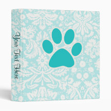 Teal Paw Print Vinyl Binders
