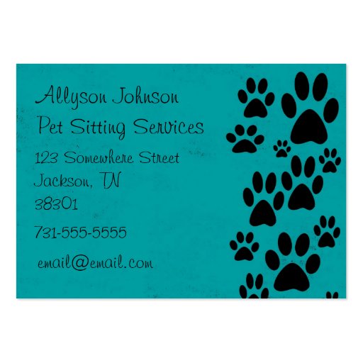 Teal Paws Business Cards (front side)