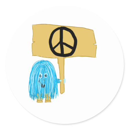 Teal Peace Sign Round Sticker
