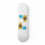 Teal Peace Sign Custom Skate Board