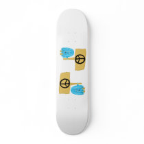 Teal Peace Sign Custom Skate Board